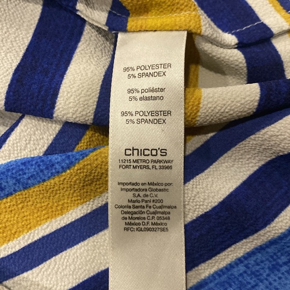 Chico’s Off-The-Shoulder Top Graphic Stripe Top Size X-Small - Picture 8 of 9